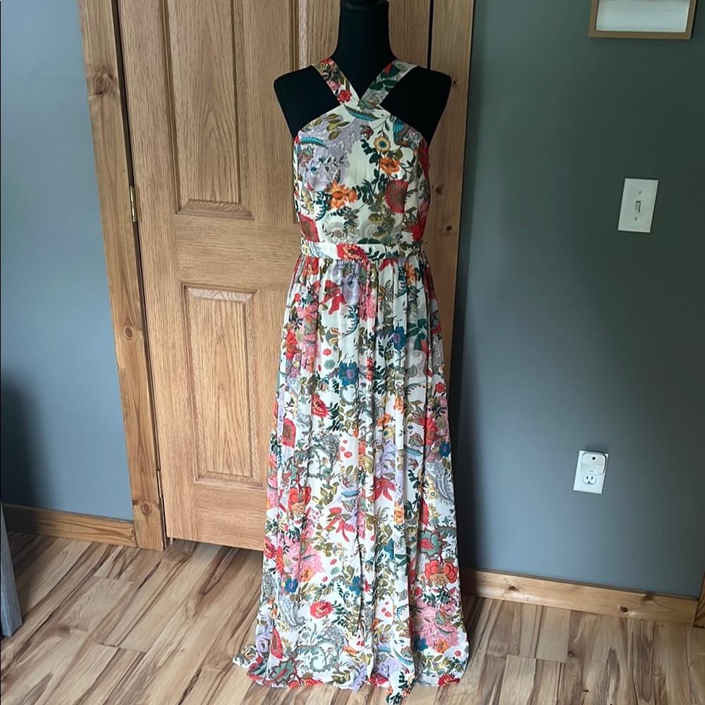 Lulu's Floral Halter Maxi Dress